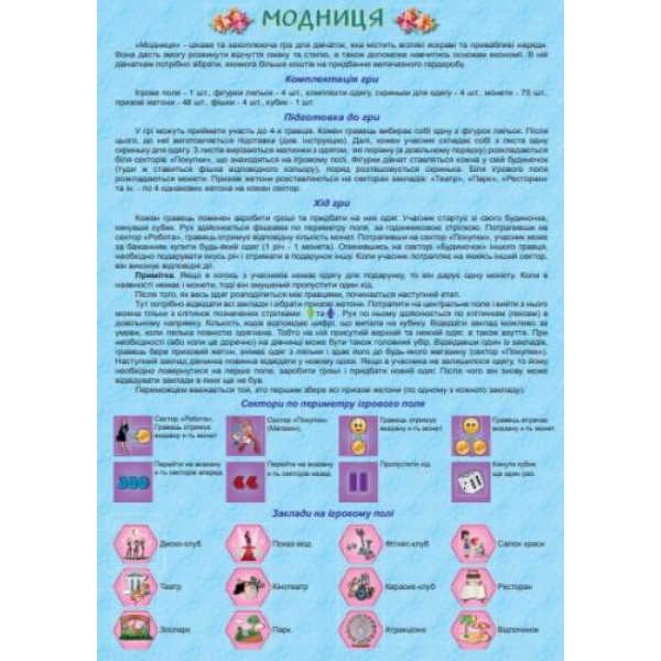 Настільна гра для дівчаток "Модниця"