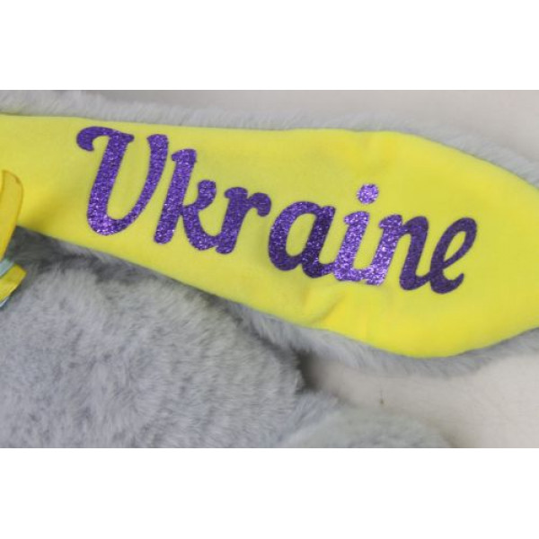 Мʼяка іграшка "Зайка Патріот", музичний, 30 см (сірий)
