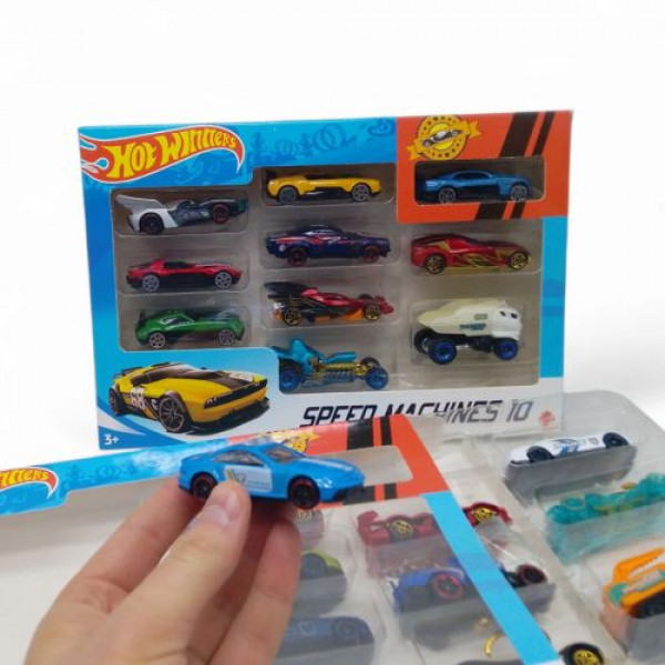 Набір машинок Hot Wheels, 3 види, 10 машин, металопластик, в коробці МІКС ВИДІВ