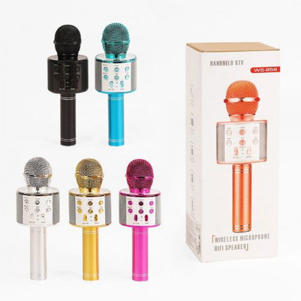 Бездротовий (bluetooth) мікрофон караоке, рожевий