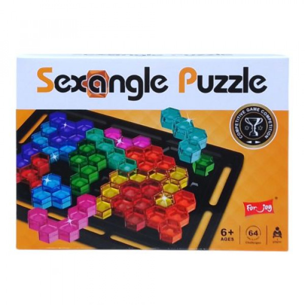 Логічна гра-головоломка Sexangle Puzzle  двостороннє поле, 16 кольорових елементів, інструкція із завданнями, в коробці