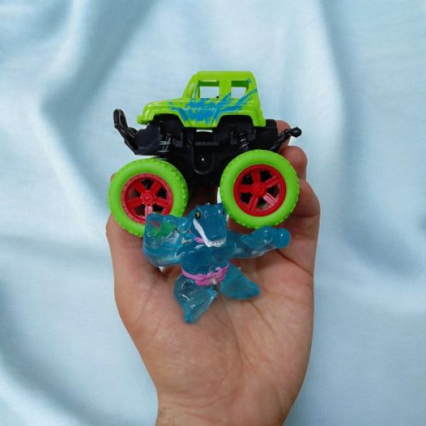 Антистрес тягнучка Goo Jit Zu mini герой + машинка (блакитний)
