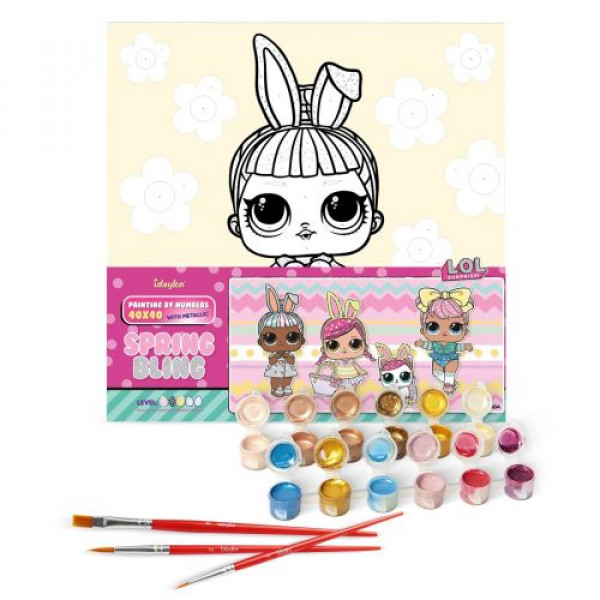 Картина за номерами з фарбами металік "L.O.L. Surprise! Spring Bling Carats" 40х40 см