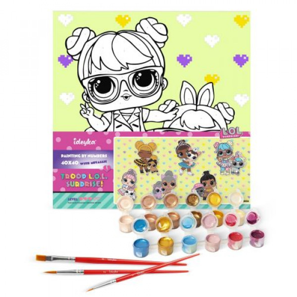 Картина за номерами з фарбами металік "L.O.L. Surprise! TroopSurprise BonBon With HopHop" 40х40 см