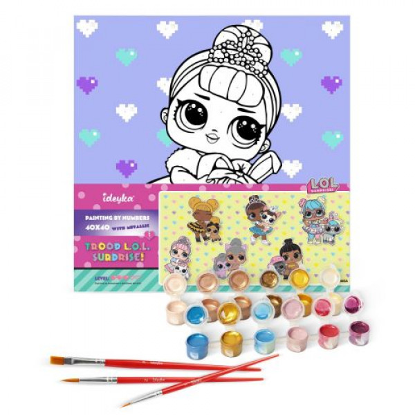 Картина за номерами з фарбами металік "L.O.L. Surprise! TroopSurprise Crystal Queen With Crystal Bunny" 40х40 см