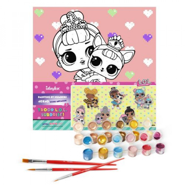 Картина за номерами з фарбами металлік "L.O.L. Surprise! TroopSurprise Miss Baby With Miss Puppy" 40х40 см