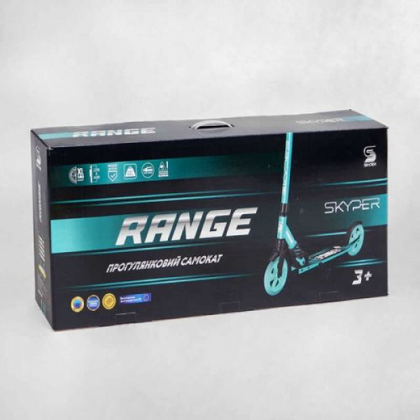 Самокат алюмінієвий "Skyper Range" (ручне гальмо, колеса PU 180мм, 1 амортизатор передній, анодоване фарбування, в коробці)