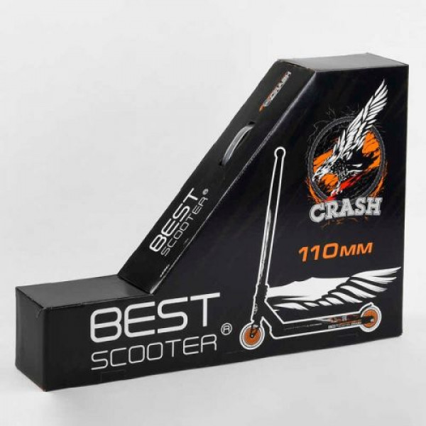 Самокат трюковий "Best Scooter. CRASH" (HIC-система, ПЕГІ, алюмінієвий диск і дека, колеса 110 мм PU, ширина керма - 57 см, в коробці)