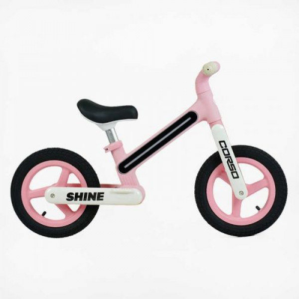 Велобіг «Corso Shine» нейлонова рама зі світлом, нейлонова вилка, надувні колеса 12’’, в коробці