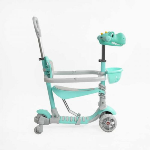 Самокат 5в1 "Best Scooter", з ДОП. КОЛЕСАМИ, захисний бампер, PU колеса зі світлом, в коробці