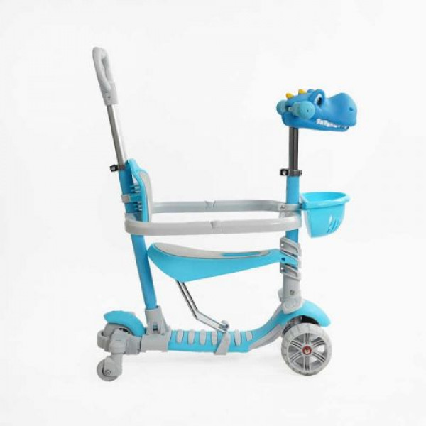 Самокат 5в1 "Best Scooter", з ДОП. КОЛЕСАМИ, захисний бампер, PU колеса зі світлом, в коробці