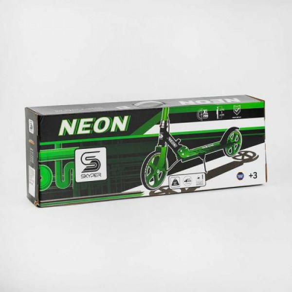 Самокат двоколісний Skyper Neon N-41417 (6) сталева рама, ручне гальмо, колеса PU діаметр 200мм, грипси гумові