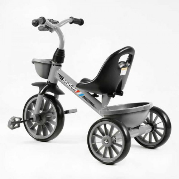 Велосипед 3-х колісний BS-18125 Best Trike (1) колеса EVA переднє 12’’, заднє 10’’, сталева рама, фара з музикою та світлом, 1 пісня українською та 2 англійською, 2 кошики, в коробці