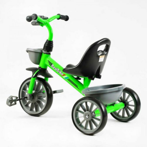 Велосипед 3-х колісний BS-14640 Best Trike (1) колеса EVA переднє 12’’, заднє 10’’, сталева рама, фара з музикою та світлом, 1 пісня українською та 2 англійською, 2 кошики, в коробці