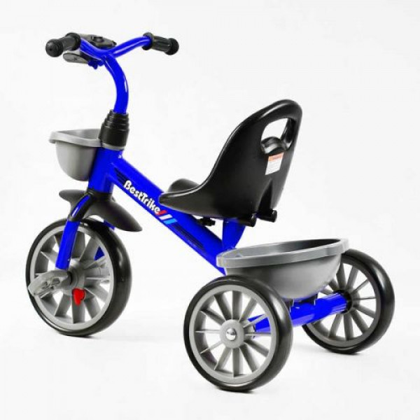 Велосипед 3-х колісний BS-12530 Best Trike (1) колеса EVA переднє 12’’, заднє 10’’, сталева рама, фара з музикою та світлом, 1 пісня українською та 2 англійською, 2 кошики, в коробці