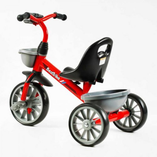 Велосипед 3-х колісний BS-23044 Best Trike (1) колеса EVA переднє 12’’, заднє 10’’, сталева рама, фара з музикою та світлом, 1 пісня українською та 2 англійською, 2 кошики, в коробці
