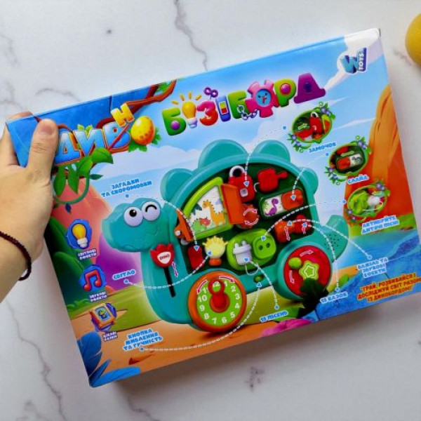 Бізіборд 72024 (36) "WToys", ОЗВУЧУВАННЯ УКРАЇНСЬКОЮ МОВОЮ, казки, пісні, звуки, підсвічування, аналоговий годинник, пальчикові ігри, в коробці