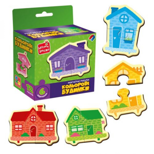 Гра розвиваюча пазли магнітні "Кольорові будинки" Vladi Toys