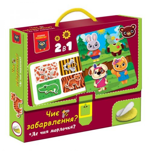 Гра розвиваюча Vladi Toys з липучками. Чиє забарвлення? Де чия мордочка? VT1310-06 (укр)