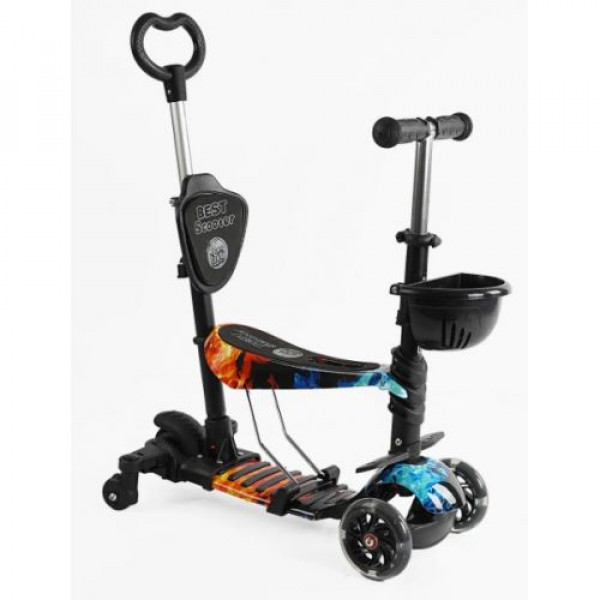 Самокат 5в1 "Best Scooter", (з доп. колесами, захисний бампер, PU колеса зі світлом, в коробці)