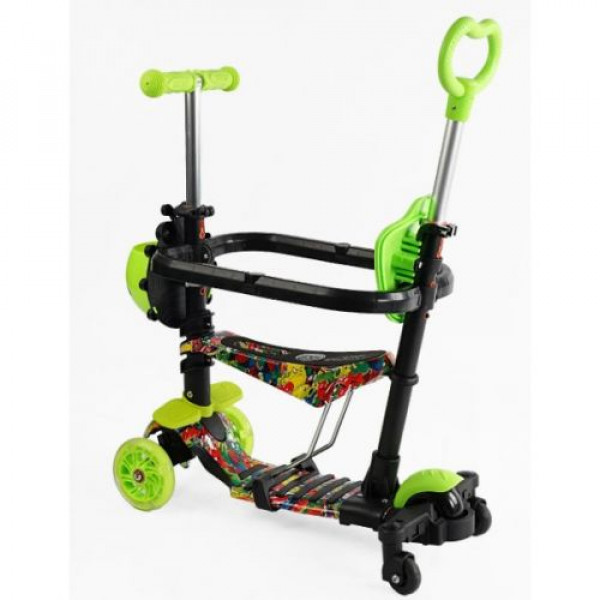 Самокат 5в1 "Best Scooter", (з доп. колесами, захисний бампер, PU колеса зі світлом, в коробці)