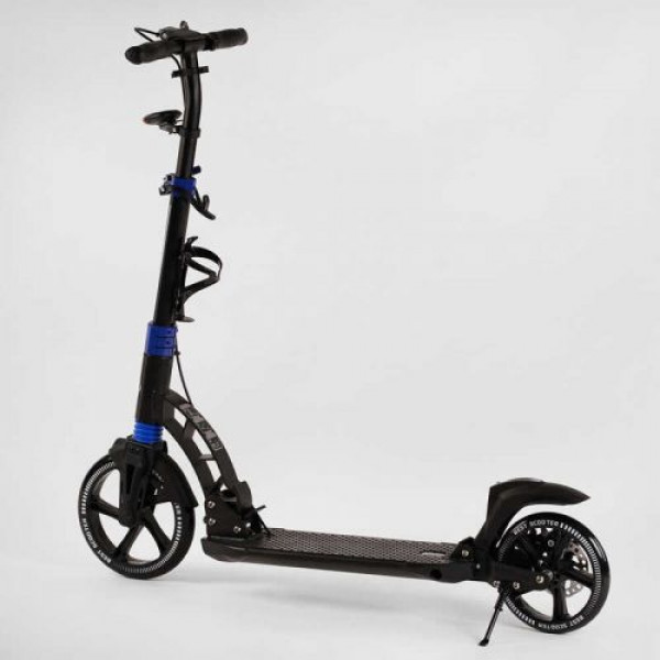Самокат двоколісний "Best Scooter" гумовий килимок, ФАРА, переднє колесо PU 230 мм, заднє колесо 200 мм, 2 амортизатори, дискове гальмо