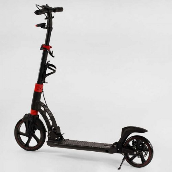 Самокат двоколісний "Best Scooter" гумовий килимок, ФАРА, переднє колесо PU 230 мм, заднє колесо 200 мм, 2 амортизатори, дискове гальмо