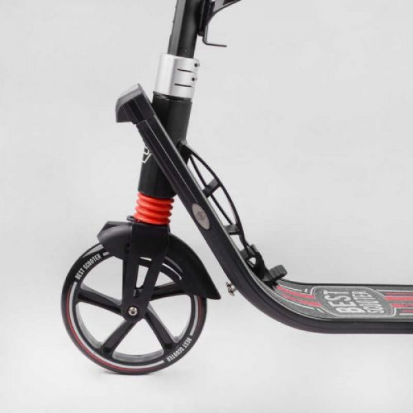 Самокат двоколісний "Best Scooter" (ФАРА, колеса PU 200мм, 2 амортизатори, затискач керма, ручне гальмо, в коробці)