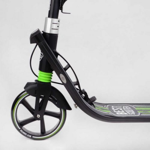 Самокат двоколісний "Best Scooter" (ФАРА, колеса PU 200мм, 2 амортизатори, затискач керма, ручне гальмо, в коробці)