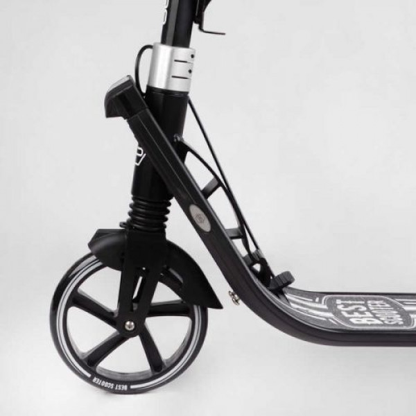 Самокат двоколісний "Best Scooter" (ФАРА, колеса PU 200мм, 2 амортизатори, затискач керма, ручне гальмо, в коробці)