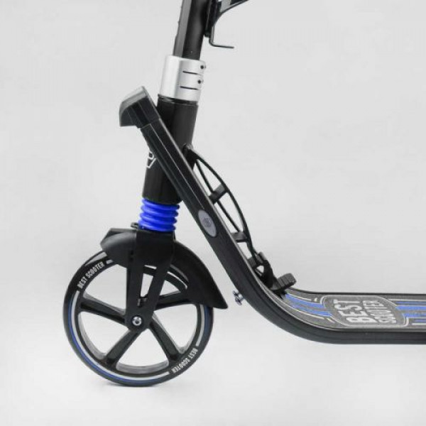 Самокат двоколісний "Best Scooter" (ФАРА, колеса PU 200мм, 2 амортизатори, затискач керма, ручне гальмо, в коробці)
