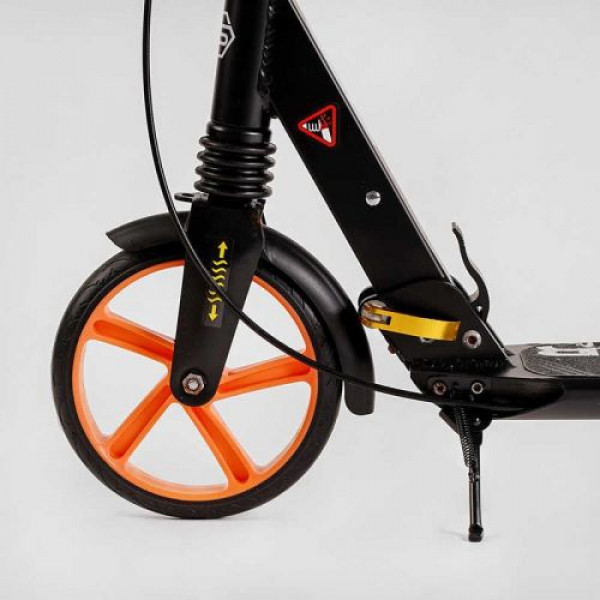 Самокат алюмінієвий "Best Scooter Factor" (ручне дискове гальмо, діаметр PU коліс - 200мм, 2 амортизатори, підсклянник)