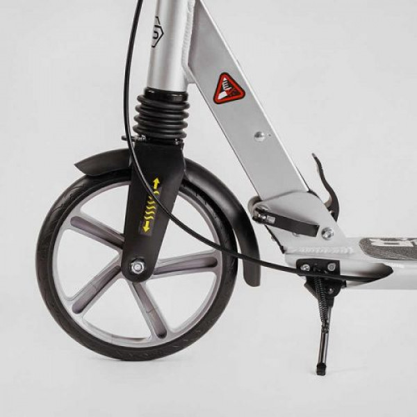 Самокат алюмінієвий "Best Scooter Factor" (ручне дискове гальмо, діаметр PU коліс - 200мм, 2 амортизатори, підсклянник)