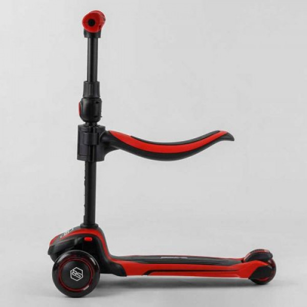 Самокат триколісний "Best Scooter" (з сидінням, алюмінієве кермо, 3 колеса PU зі світлом, d = 12 см)