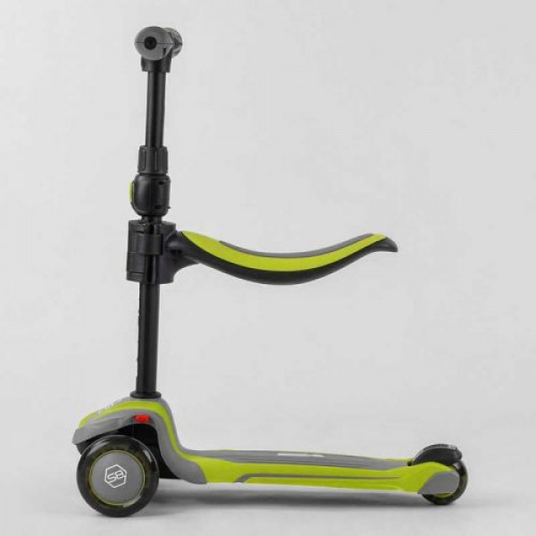 Самокат триколісний "Best Scooter (з сидінням, алюмінієве кермо, 3 колеса PU зі світлом, d = 12 см)