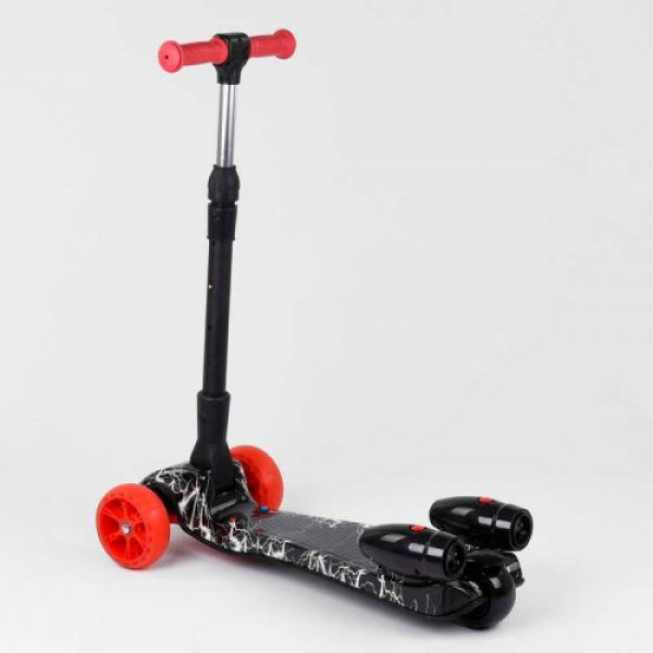 Самокат "Best Scooter. MAXI" (з парогенератором, МУЗИКА, ДИМ, ТУРБІНИ, пластмасовий, колеса PU 120х40мм, складне алюмінієве кермо, в коробці