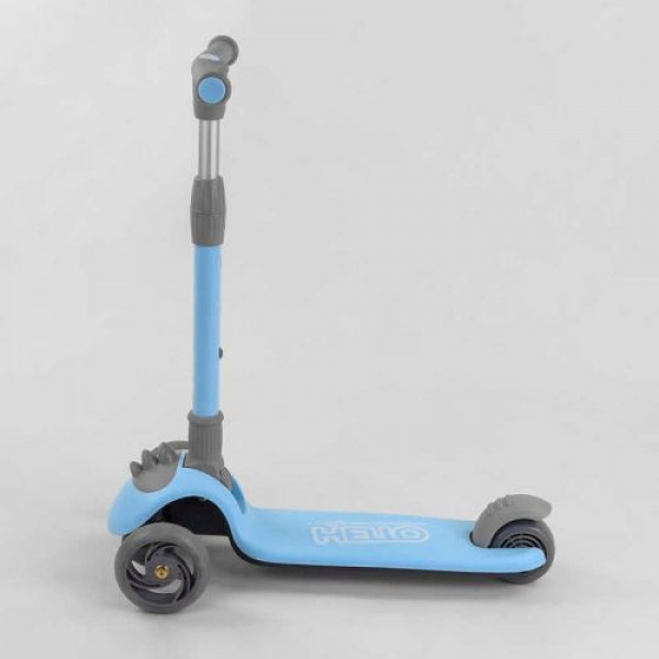 Самокат триколісний D-0885 Best Scooter, БЛАКИТНИЙ, складане алюмінієве кермо, 3 колеса PU зі світлом, d = 120*35 мм