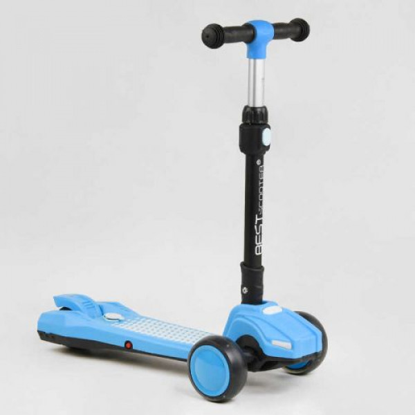 Самокат триколісний "Best Scooter" з парогенератором (6) складне кермо, ЗВУК МАШИНИ, ДИМ, СВІТЛО, пластмасовий, колеса PU 120х35мм, в коробці