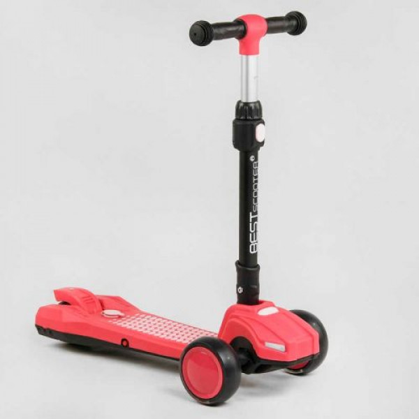 Самокат триколісний "Best Scooter" з парогенератором (6) складне кермо, ЗВУК МАШИНИ, ДИМ, СВІТЛО, пластмасовий, колеса PU 120х35мм, в коробці