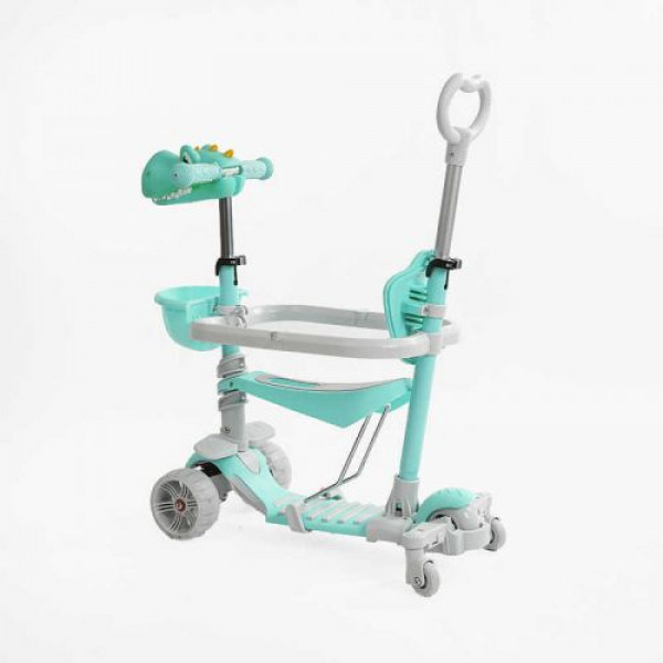 Самокат 5в1 "Best Scooter", з ДОП. КОЛЕСАМИ, захисний бампер, PU колеса зі світлом, в коробці