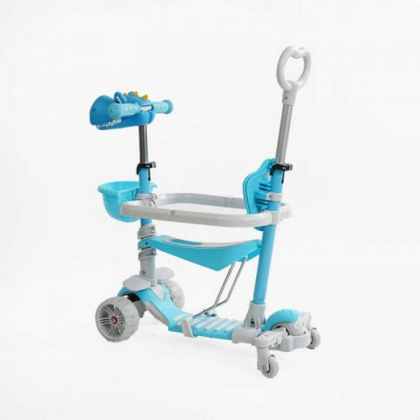 Самокат 5в1 "Best Scooter", з ДОП. КОЛЕСАМИ, захисний бампер, PU колеса зі світлом, в коробці