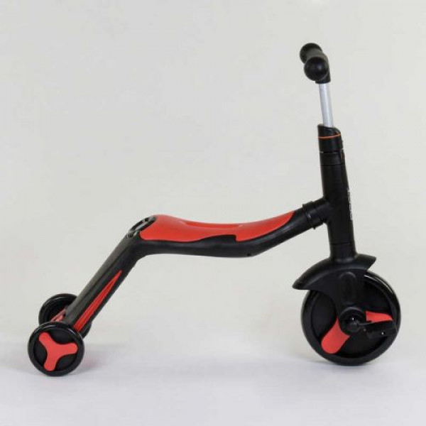 Самокат 3в1 (1) Best Scooter, самокат-велобіг-велосипед, ЧЕРВОНИЙ, світло, 8 мелодій, колеса PU, переднє колесо d = 20см, задні d = 11см
