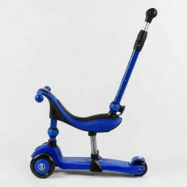 Самокат-велобіг 3в1 триколісний BS-27018 (4) Best Scooter, 3 колеса PU зі світлом, сидіння, амортизатори, батьківська ручка
