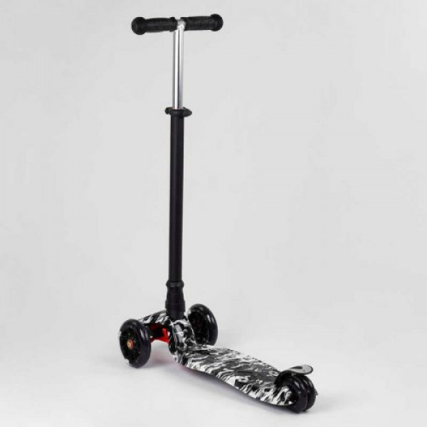 Самокат "Best Scooter" колеса PU, СВІТЛО, трубка керма алюмінієва, d передніх коліс = 12 см, d задніх коліс = 8 см, в коробці