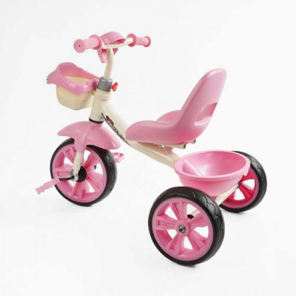 Велосипед 3-х колісний BS-60725 Best Trike (1) колеса EVA переднє 10’’, заднє 8’’, сталева рама, УКР. ОЗВУЧУВАННЯ, кошик, в коробці