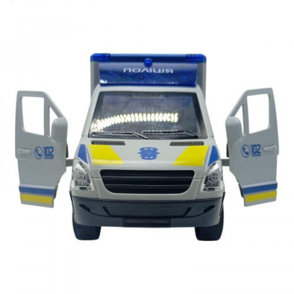 Машинка ТК-73429 (24) "Авто Експерт", "Поліція", ОЗВУЧУВАННЯ УКРАЇНСЬКОЮ МОВОЮ, інерція, звук, підсвічування, вірші, пісні, звук сирени, двері та дах відчиняються, в коробці
