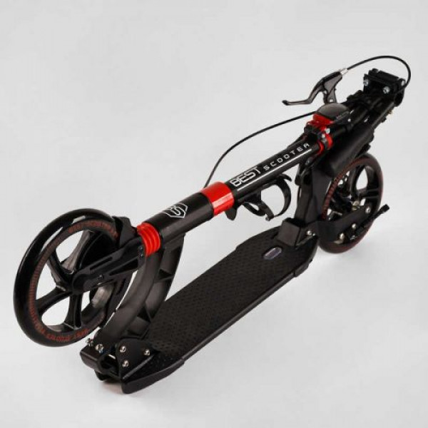 Самокат двоколісний "Best Scooter" гумовий килимок, ФАРА, переднє колесо PU 230 мм, заднє колесо 200 мм, 2 амортизатори, дискове гальмо