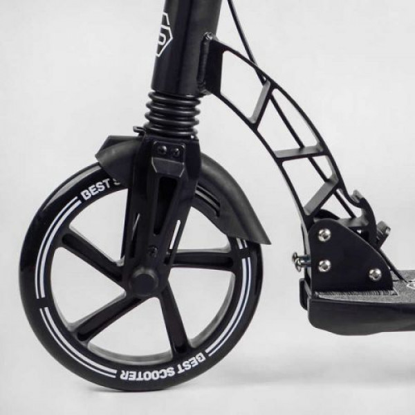 Самокат двоколісний "Best Scooter" (ФАРА, переднє колесо PU 230 мм, заднє колесо 200 мм, 2 амортизатори, дискове гальмо, затискач керма)