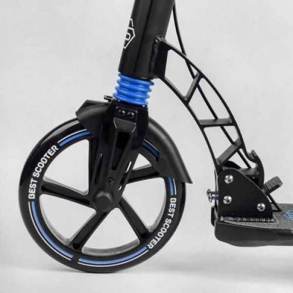 Самокат двоколісний "Best Scooter" (ФАРА, переднє колесо PU 230 мм, заднє колесо 200мм, 2 амортизатори, дискове гальмо, затискач керма)