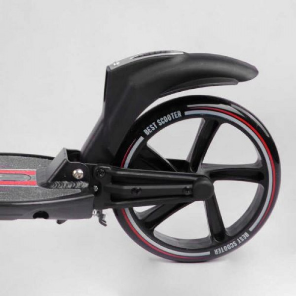 Самокат двоколісний "Best Scooter" (ФАРА, колеса PU 200мм, 2 амортизатори, затискач керма, ручне гальмо, в коробці)